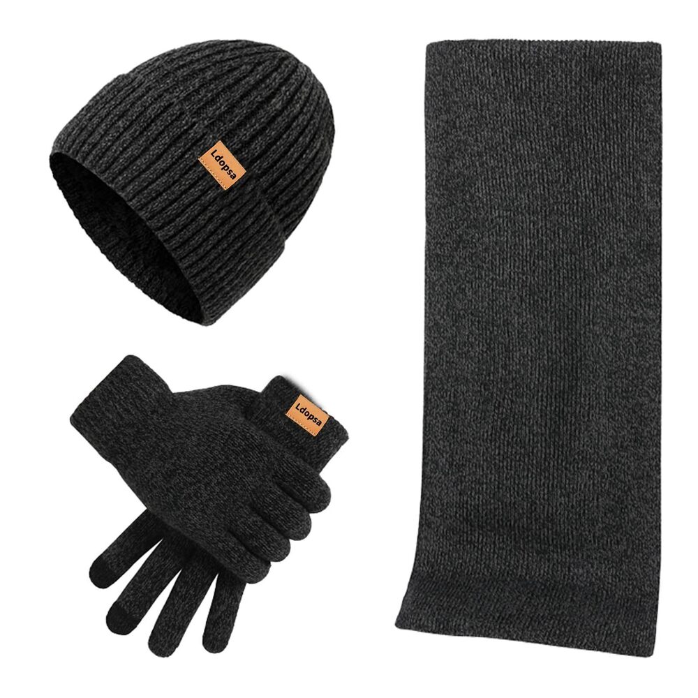 8165 Winter Beanie Hats Scarf with Touchscreen Gloves, Warm Long Scaves